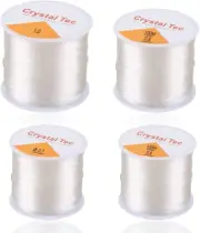 4 Roll 328 FT Clear Elastic Beading Threads, Stretchy Crystal Bracelet String C