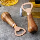 1Pcs Rose Gold Bottle Opener Beer Metal Tools Opening Gadget Wooden Party Ma.yu