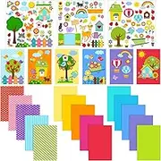 Outus 15 Pieces Card Making Kits for Kids with 3 Sheets Stickers, 15 Pieces Blank Envelopes and 15 Pieces Seal Stickers, Handmade Card Making Crafting Kit for Boys and Girls DIY Cards