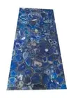 Blue Agate Geode Accent Dining Table Top Handmade Stone Countertop Furniture
