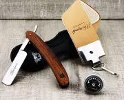 Vintage Style Cut Throat Razor With XXL Sharping Leather Strop & Paste For Men's