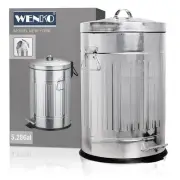 WENKO Step Trash Can with Lid and Pedal, Retro Metal Garbage Bin, for Bathroom