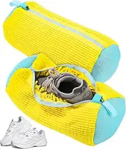 Bixury Shoe Wash Bag, Washing Machine, Shoe Bag, Washing Machine, Pack of 2, Multi Laundry Bag Shoes with 360° Cleaning Fluff, Self-Cleaning Shoes, Washing Bag for Washing Machine and Dryer (Yellow)