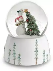 Resin Snowman w/Tree Musical Glitterdome Snow Globe