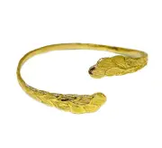 14k Yellow Gold Feather Vvs1 Diamond Bangle Bracelet