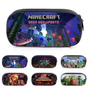Minecrafts Pencil Case Double Layer Stationery Pen Pouch Zip Organizer Bag)