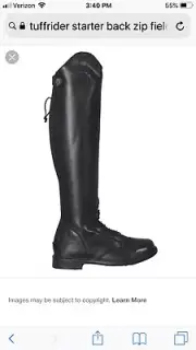 Tuffrider Starter Back Zip Field Boots Size 7 Ladies