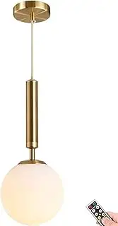 KEFA Not Hardwired Battery Operated Pendant Light, Wireless Battery Powered Ceiling Pendant Lighting, Mid Century White Globe Adjustable Chandelier for Island Kitchen, Dining Room, Bedroom, Bar, Livin