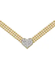 Aqua Pave Heart Triple Ball Chain Pendant Necklace in Rhodium Plated & 18K Gold Plated Sterling Silver, 16-18 - Exclusive