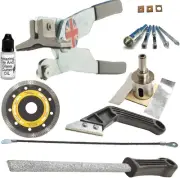 4-Piece Ceramic Tile & Glass Cutting Tool Kit with Grout Rake and Grinder Blade