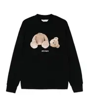 Palm Angels Kids Bear Crewneck Drop-Shoulder Sweatshirt 8Y,10Y black