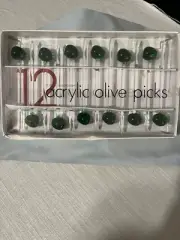 Acrylic Olive Picks Qty 12 2001 Vintage Boston Warehouse in Original Box Taiwan