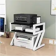 Printer Stand Printer Holder Printer Shelf 2 Tier Printer Stand Desktop Printer Table with Steel Frame Printer Copier Scanner Shelf Stand Rack Fax Stand Printer Rack Printer Shelves (Color : Black+Wh