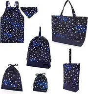 COLORFUL CANDY STYLE NT906400 Kindergarten Entrance School Entrance 6-Piece Set, Lesson Bag, Quilting (Gusseted), Shoe Case, Drawstring Bag, Gymnastics Clothing Bag, Lunch Bag, Cup Bag, Small Storage,