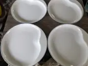 CORELLE CONTOURS TRANQUIL 10 & 3/4 INCH DINNER PLATES x4 NEW FREE USA SHIP