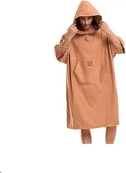 Outdoors Changing Robe, Changing Robe Towel Poncho with Hood for Surfing Swimming Wetsuit Changing, Compact & Light Weight, One Size Fit All. (Color : Brown, Size : One Size)