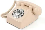 Corded Vintage Telephone for Home, Ivory Retro Landline Phone with Redial,Loud Ringer & Volume Adjustable Working for Office/Business/Hotel/School, Old Fashioned Desk Phone Set