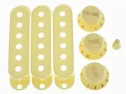 KAISH Aged White ST Strat Pickup Covers Knobs and 5 Way Switch Tip