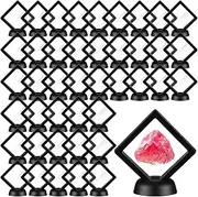 60 Pcs 3D Floating Display Case PE Film Jewelry Storage Box Coins Display Frame Holder Stands for Antique Challenge Coins, Medallion Shells Gems Rocks Pins (Black,2.76 Inch)