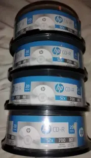HP CD-R Set of 4 HP-20pk 52x 700 MB / 80 Mins 20 Pk Spindle Blank CDs New Sealed