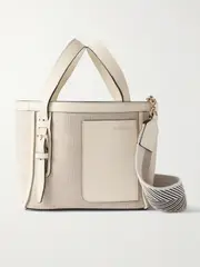 [Valextra] Valextra - Mini Textured Leather-trimmed Canvas Shoulder Bag - Gray - One size One size Gray