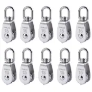 10 Pcs Stainless Steel Wire Rope Crane Pulley Block M15 Lifting Crane Swivel Hoo