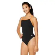 Speedo Endurance Plus + Solid Flyback Training Suit Onepiece Black/Orange Sz 38