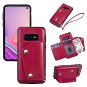 S10E Wallet Back Cover PU Leather Case With Card Holder Phone Case - Red