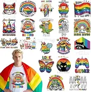 Pride Month Iron On Transfer - 20 Sheets Gay Pride Shirt Rainbow Iron on Decals Ready to Press Heat Transfer Stickers for DIY Equality Parade LGBT Festival Accessories Clothing T Shirts Jeans Hat