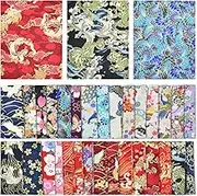 BDS-HOME 30Pcs 8 x 10 Inch Fat Quarters Cotton Fabric Bundle Squares Patchwork, Japanese Style Printed Wrapping Cloth Quilting Bundles for DIY Patchwork Sewing