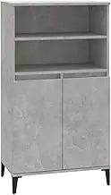 'vidaXL Concrete Grey Highboard, Engineered Wood with Stable Metal Feet, Ample Storage Space, 60x36x110 cm