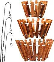 Rustic Specialist Set of 3 Wooden Orchid Growing Baskets for Outdoors, Vanda Baskets with Hangers, Air Plant Wooden Hanging Planters, Orchid Tree Hangers