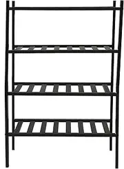 6 Tier Shoe Rack, Bamboo Shelves, Bamboo Shoe Rack, Stackable Shoe Shelf Storage Organizer for Closet Entryway Hallway Bathroom Living Room Black(Black 4 Layer)