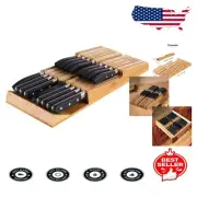 Elegant Bamboo In-Drawer Knife Block for 16 Knives – Space-Saving Storage
