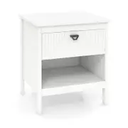Costway End Table Narrow Nightstand Side Cabinet Bedside Table White