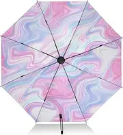 [RPLIFE] Windproof Travel Umbrella, Lightweight Durable Automatic Open/close Umbrella for Women, Travel Umbrellas for Rain, Wind and Sun, Dreamy Swirl Pink