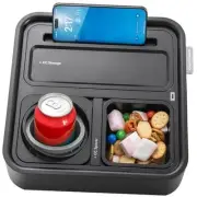 Original Tray - Drinks & Snacks Sofa Caddy with Armrest, Table Black and Gray