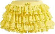 [BEAUDRM] Women's Lolita Ruffle Layered Lace Trim Shorts Elastic Waist Bow Front Pumpkin Short Pants