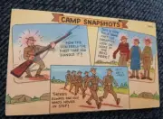WW II Postcard Camp Snapshots Comic Multiview 1941 Free Shipping
