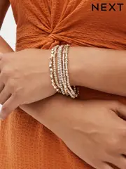 Rose Gold Tone Sparkle Stretch Bracelets Pack (D15678) | $23