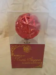 New Boston Warehouse Large Blown Glass Red Round Prism Wine Bottle Cork Stopper