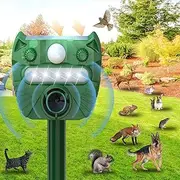 Upgraded Solar Animal Repellent,2025 Cat Repellent Outdoor,Deer Repellent,Waterproof Squirrel Repeller Motion Sensor,Sound and LED Flashing,Animal Repellent for Dog Bird Rabbit Yard Lawn Green