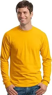 [Gildan] Mens Plain Crew Neck Ultra Cotton Long Sleeve T-Shirt (UK Size: M) (Gold)