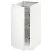 METOD base cabinet with wire baskets, white/Voxtorp matt white, 40x60x80 cm