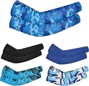 [HieoAnir] 5 Pairs Arm Sleeves for Kids UV Sun Protection Cooling Compression Arm Sleeves for Outdoor Activities, Multi-Color Pack for Ages 4-7, Summer Use