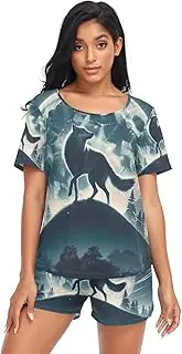 [RPLIFE] Wolf Dancing Moon Women's Pajama Sets, Matching Pajama Sets for Women, Wolf Dancing Moon, XX-Large