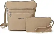 [Baggallini] Pocket Lightweight Crossbody Bag – Spacious, Water-Resistant Travel Purse with RFID Wristlet