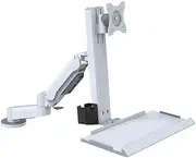 Adjustable Arm Desk Mount White Dual Arm Table Style Monitor Stand with A Regular Tray That Can Rotate and Support Up to 25kg Monitor Arm Desk Mount