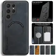 Mag Safe PU Leather Shockproof Case For Samsung Galaxy S25 Ultra|+ S24 FE-S20