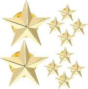 [WESIEVYA] Veterans Day Star Pins Badges 10pcs Alloy Lapel Pins Star Badges for Clothes Accessories Memorial Day